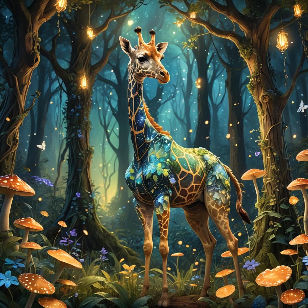 Fairy Giraffe in Enchanted Forest Concept Art