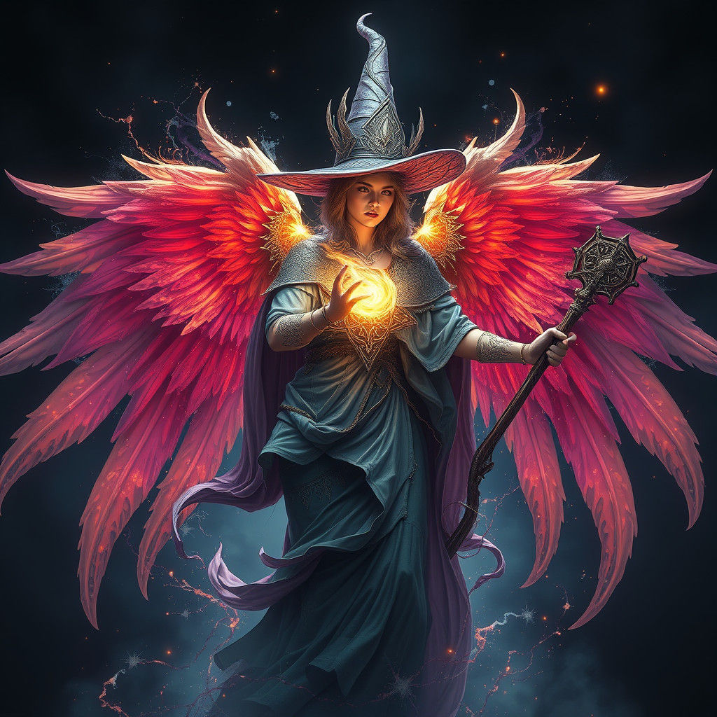 Fantastical Angel Witch in Detailed Matte Painting