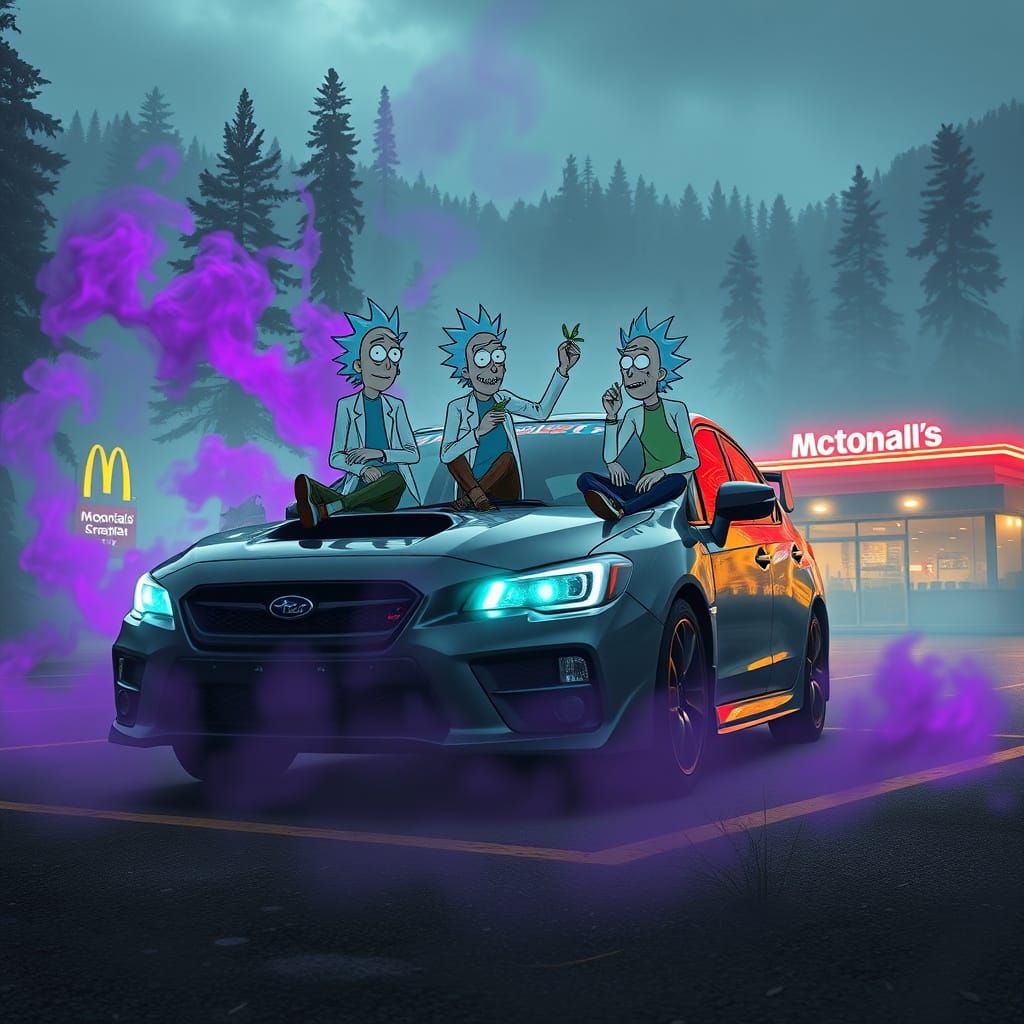 Surreal Mountain McDonald's Scene with Rick and Morty and a ...