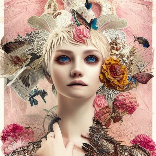 Elaborate Collage Illustration with 3D Liquid Detailing