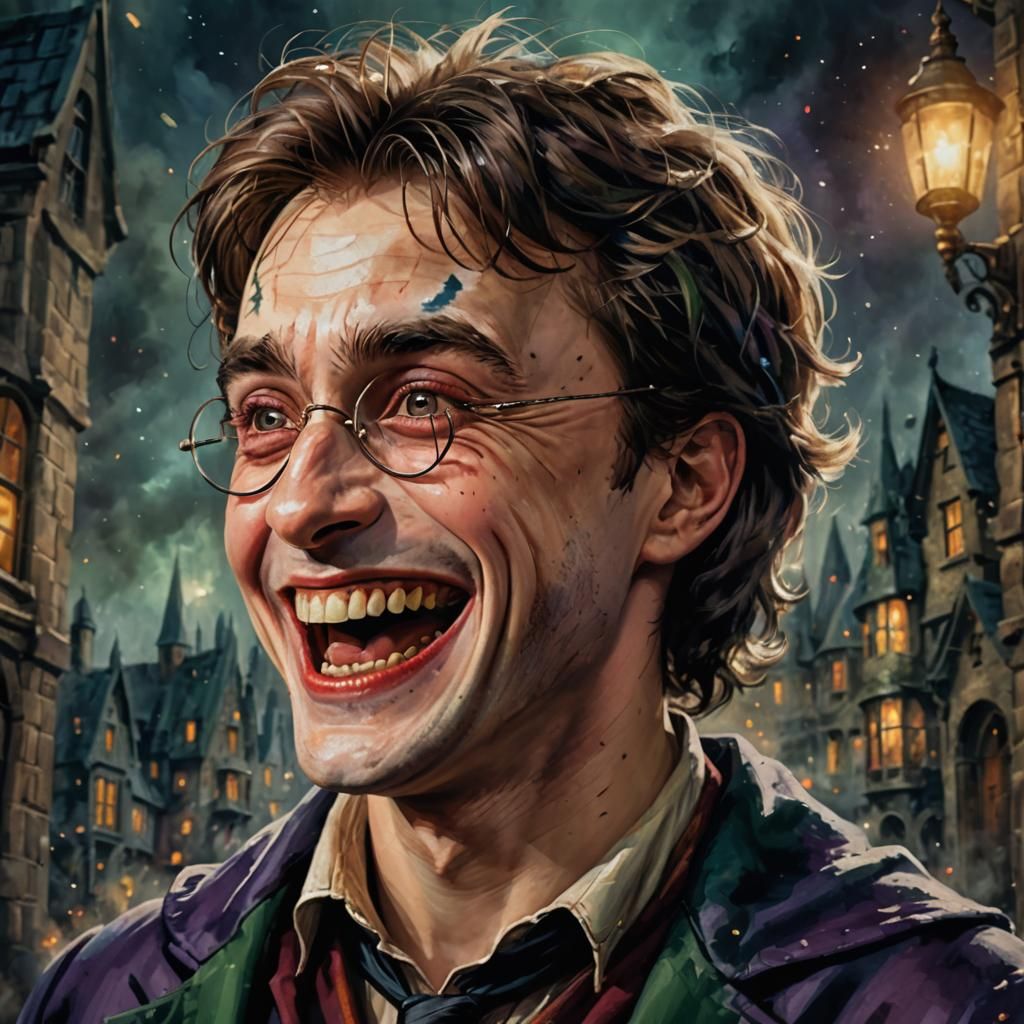 Harry Potter Laughing with Joker Makeup