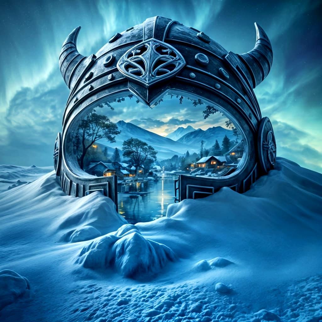 Autumn Village Sunset in Impasto Style