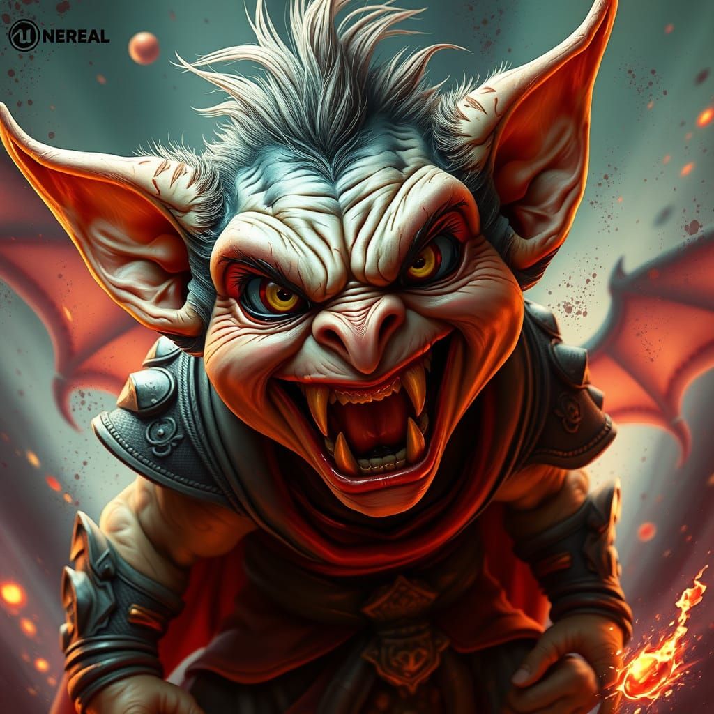 Epic Gremlin Babe Boss in Dark Fantasy Action Pose