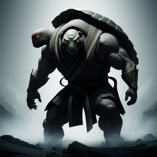 Mystical Turtle Karate Master in Epic Hyperrealistic Pose