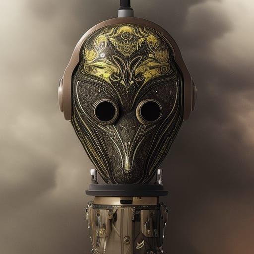 Gas Mask and Loudspeakers in Ruined World