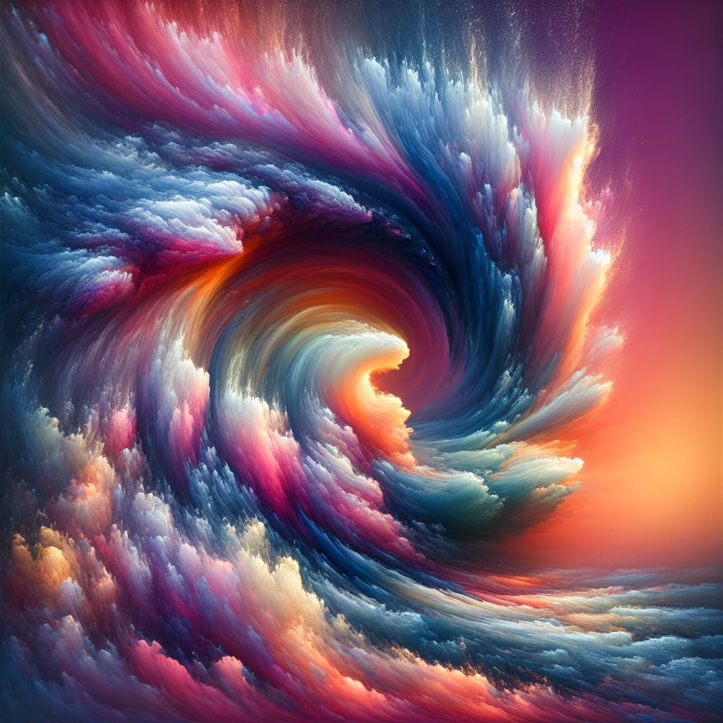 Ocean Storm Macro Shot in Pastel Oil Painting