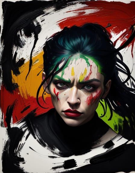 Contorted Portrait in Swirling Darkness