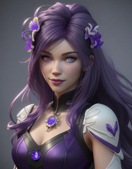 Cute Violet Haired Girl With Different Coloured Eyes