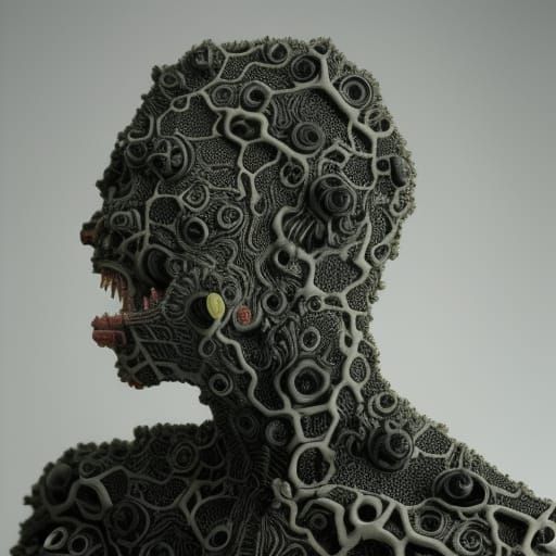 Gloomy Sci-Fi Smile Collage in Surrealist Style