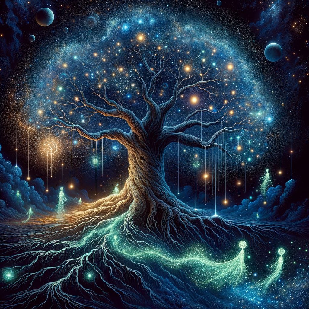 Cosmic Tree of Eternity with Starry Beings