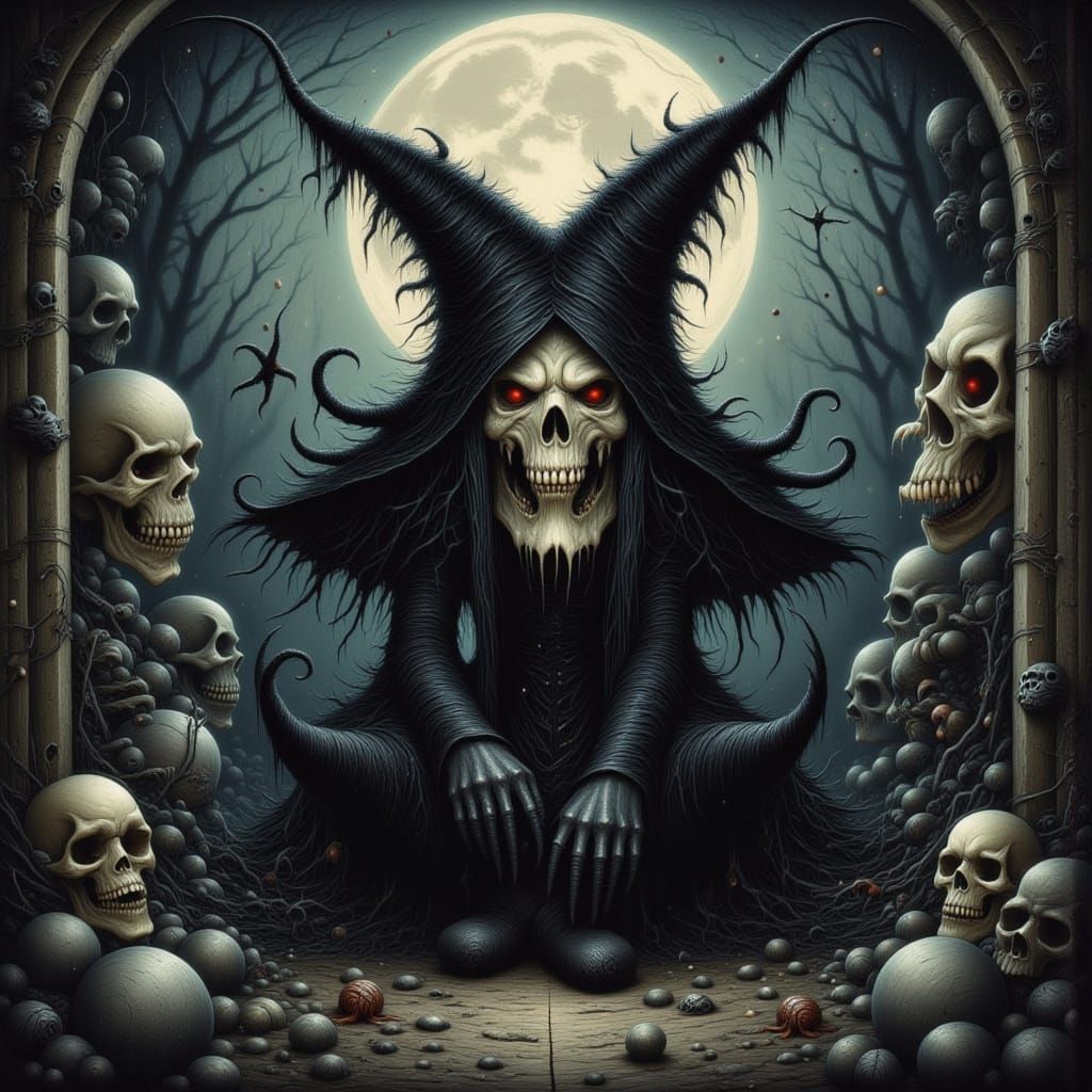 Grimdark Witch Skeleton Ghost in Fantasy Style