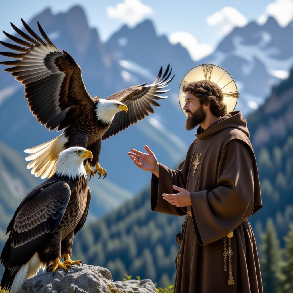 St. Francis of Assisi Communicates with Eagles
