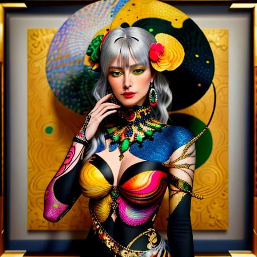 Hyperrealistic Portrait of a Futuristic Beauty in Vibrant At...