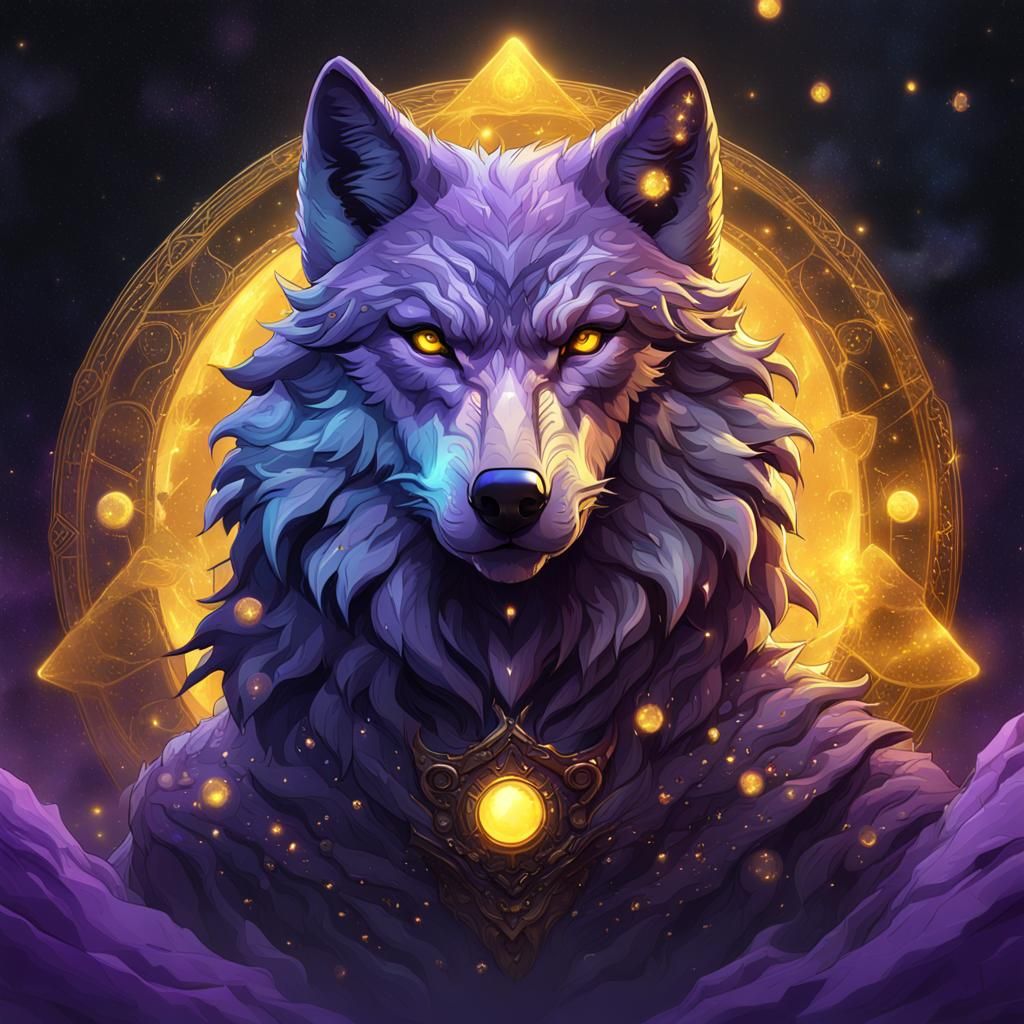 Celestial Wolf Born from the Stars