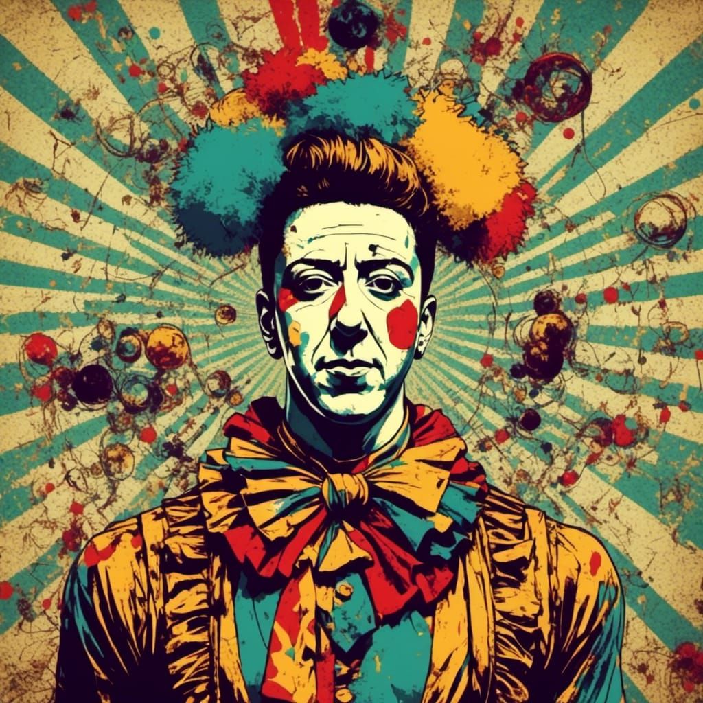 <lora:Selin:1.0> Picture of a clown <lora:Circus:1.0> in the...
