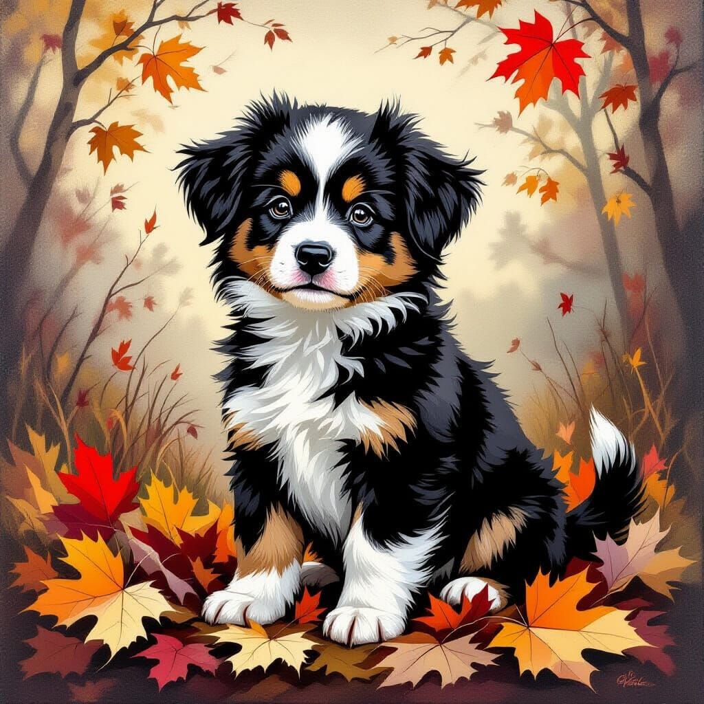 Fluffy Puppy in Autumn Light