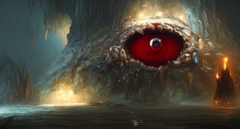 Jeweled Eye Tree God in Dark Fantasy Style