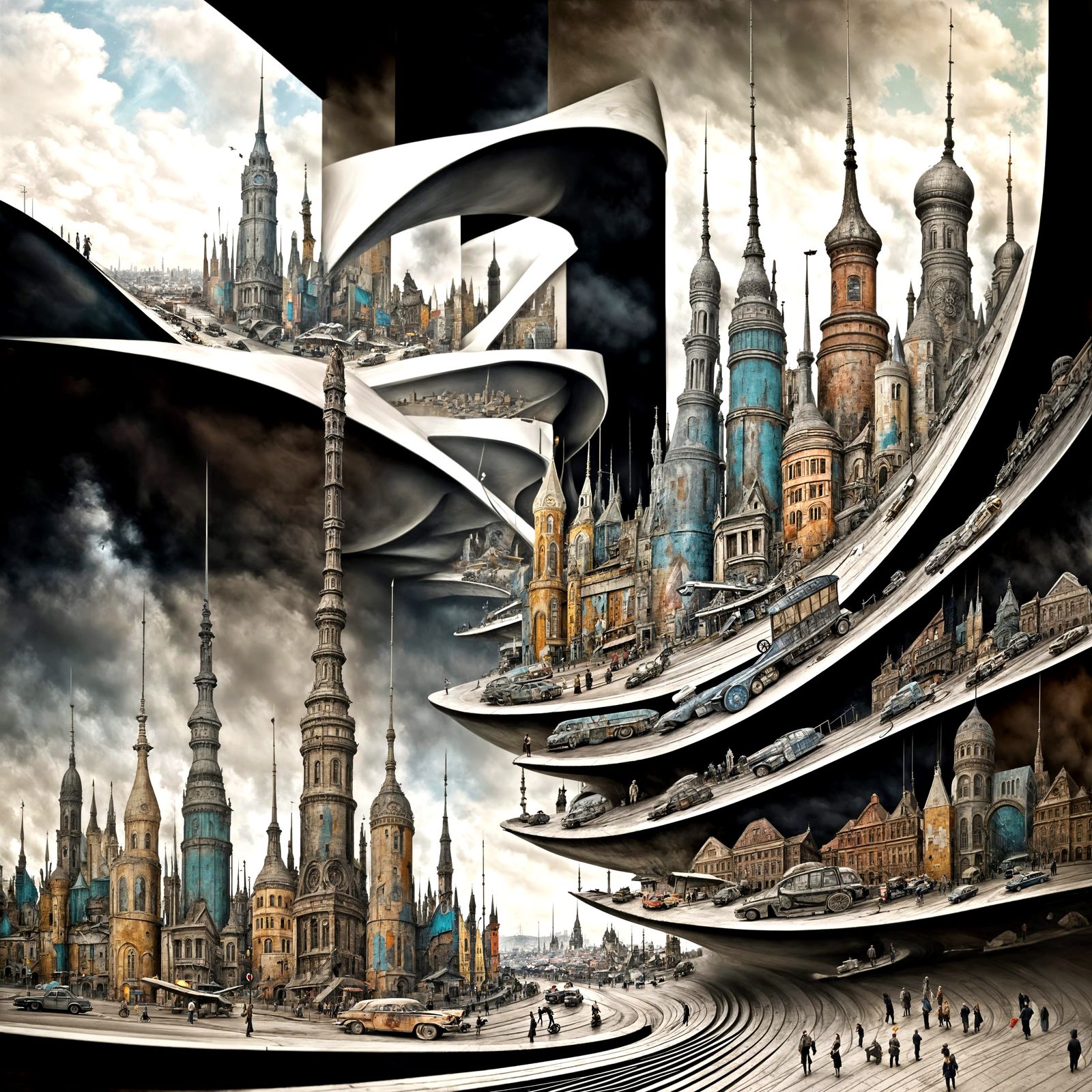 Polychromatic Cityscape: Abstract Matte Painting