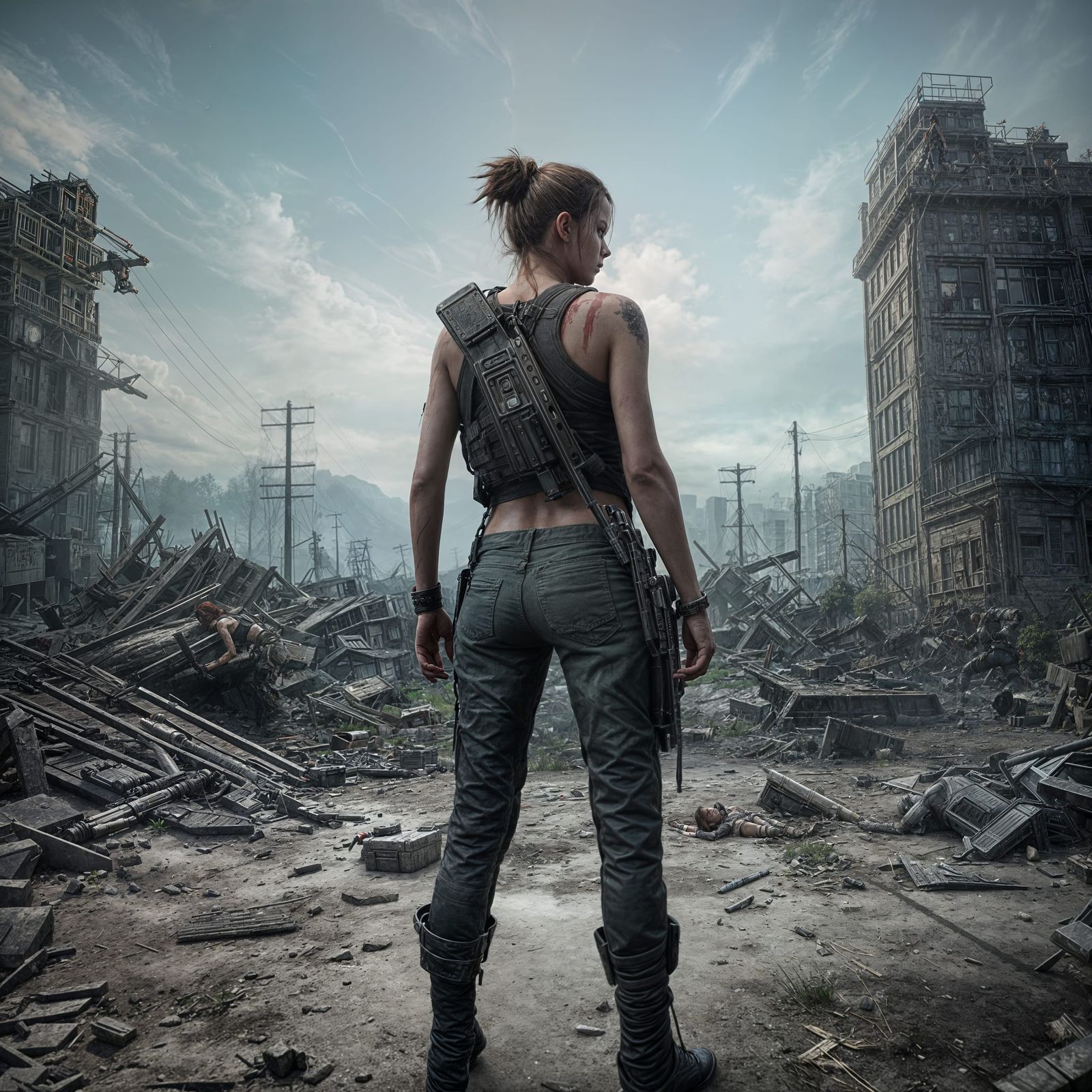 Epic Cyberpunk Warrior Woman in 3D Cinematic Style