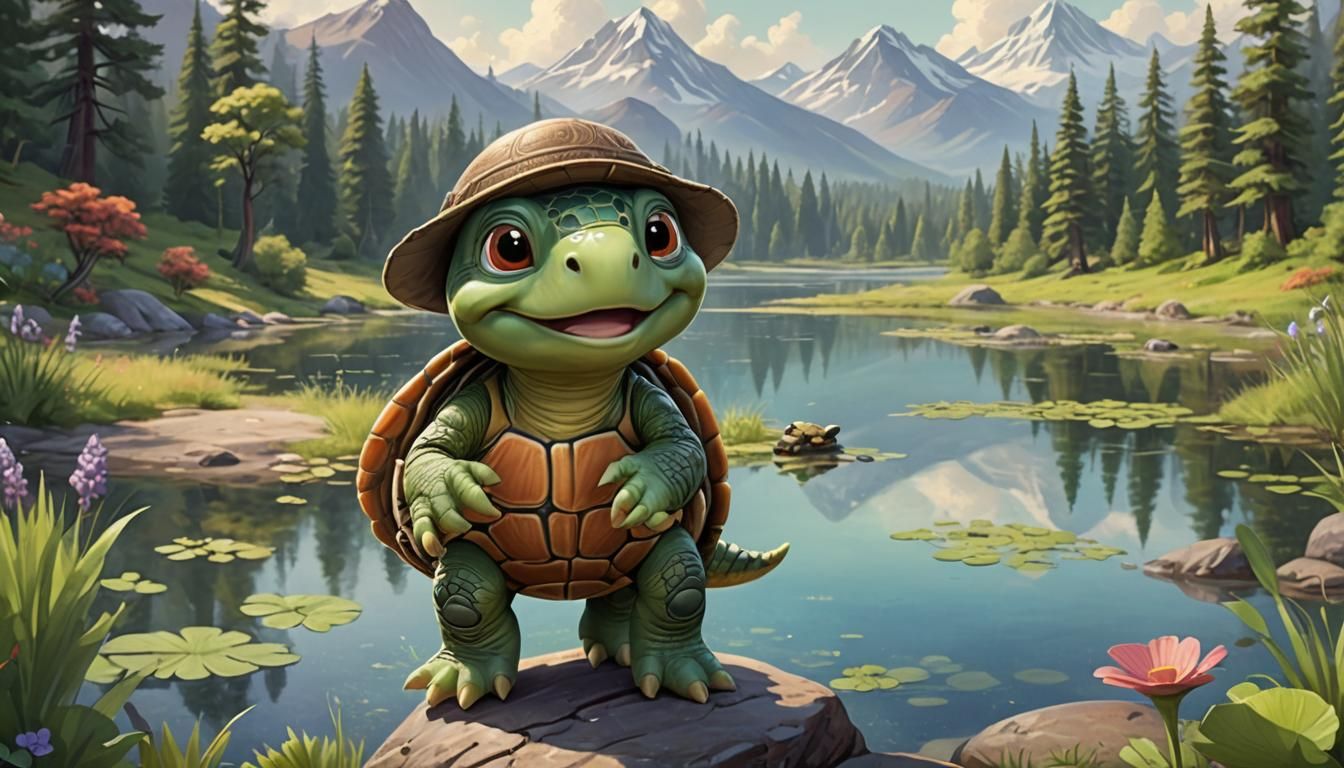 Pixar Turtle in an Alien Landscape