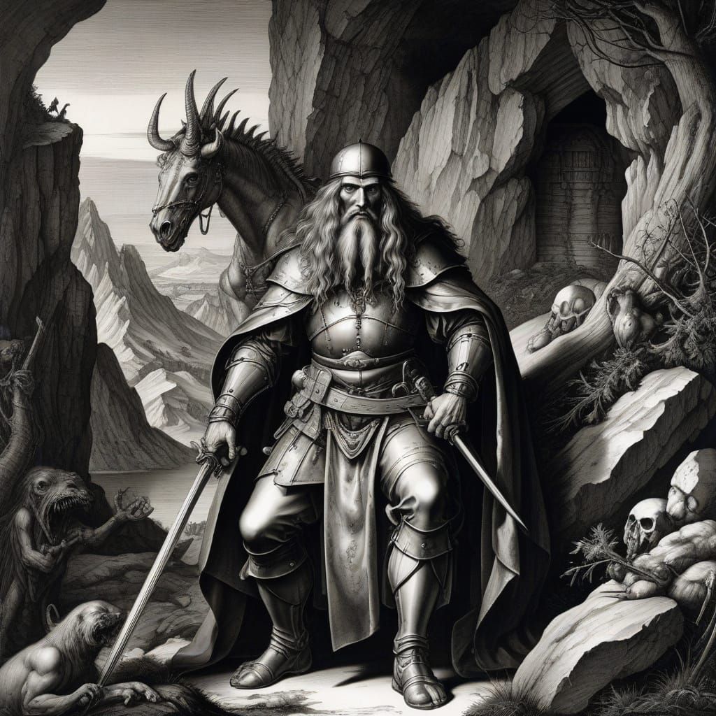 Grimdark Image in Woodcut Style