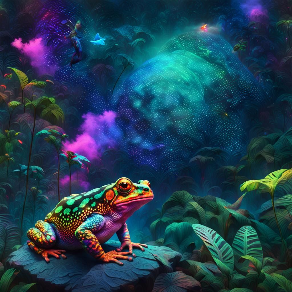 Psychedelic Jungle: Cosmic Concept Art in Triadic Colors