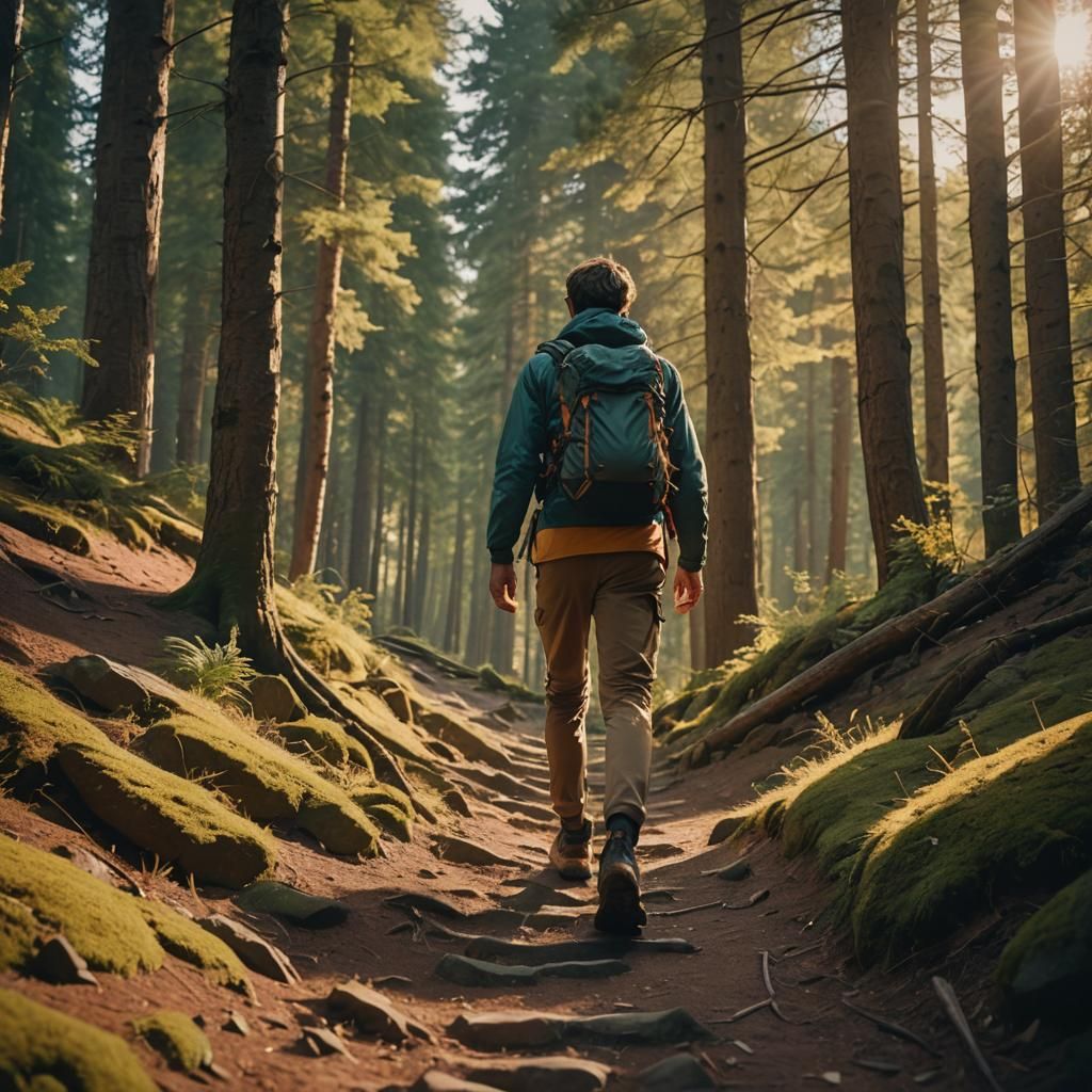 Hiker's First Step on Mountain Path