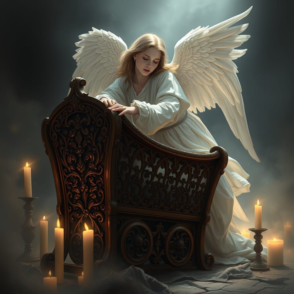 Guardian Angel Over Cradle: Digital Matte Painting