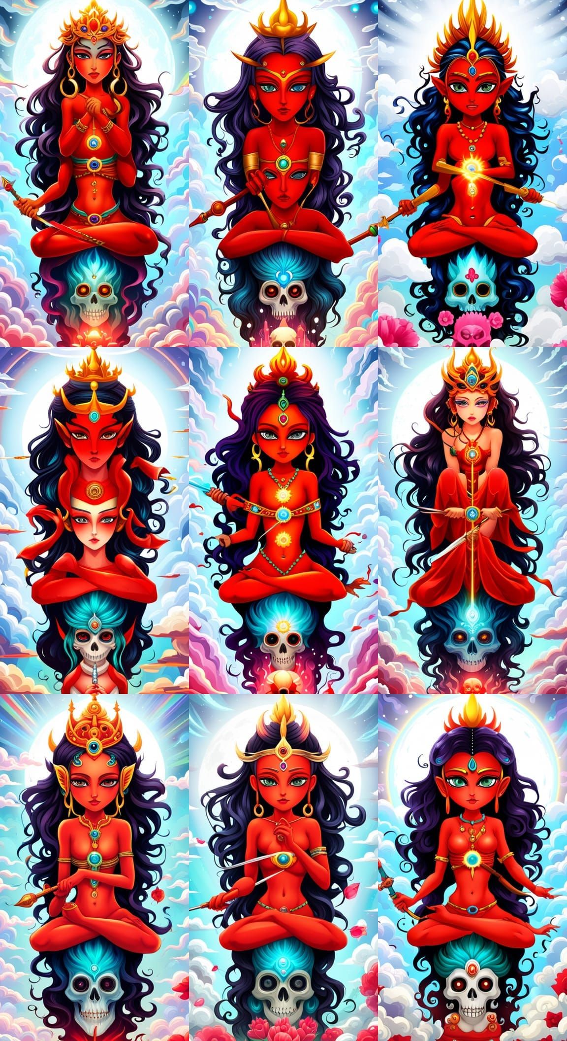 Chibi Vajrayogini Goddess in Asian Cloud City