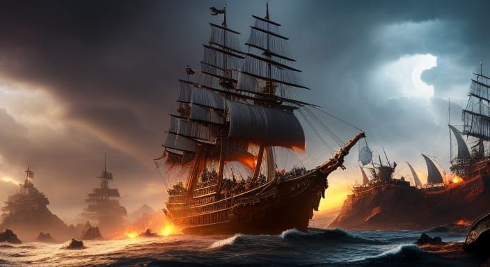 Hyperdetailed Pirate Ship Masterpiece in 8k Resolution