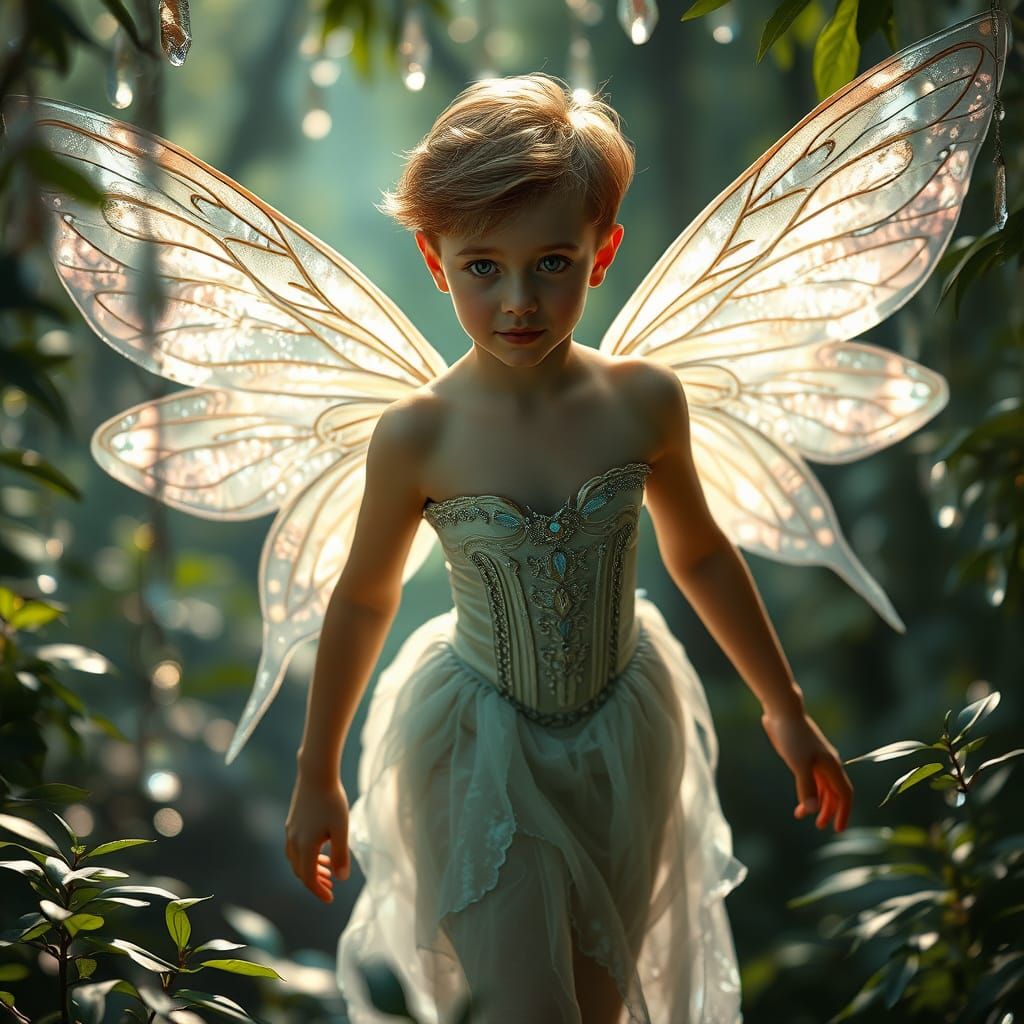 Opalescent Fairy in Mystical Forest: Photorealistic Style