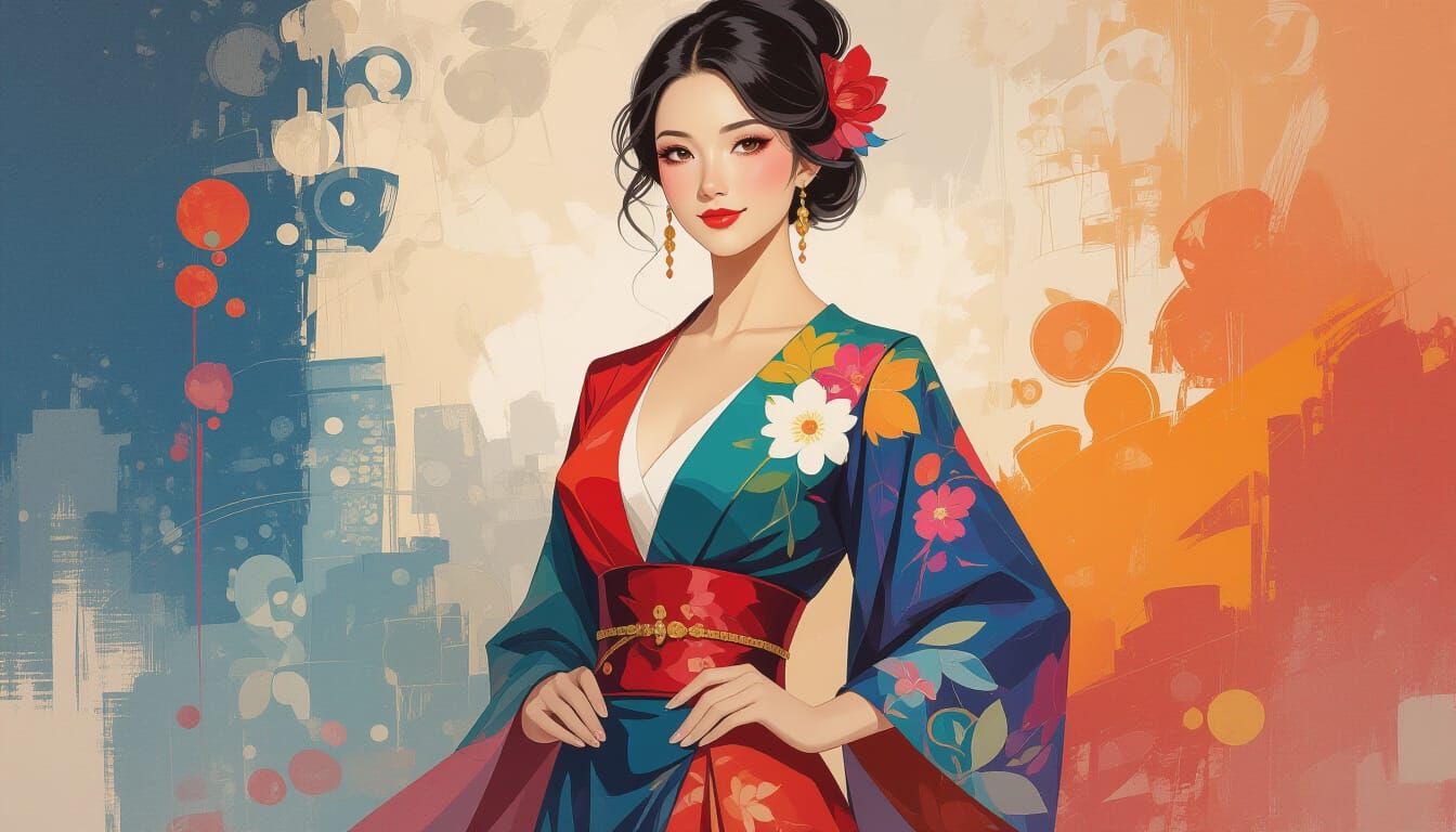 Elegant Woman Portrait in Expressive Digital Painting Style