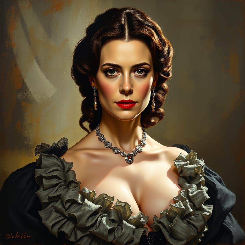 Regal Woman in Majestic Oil Portrait
