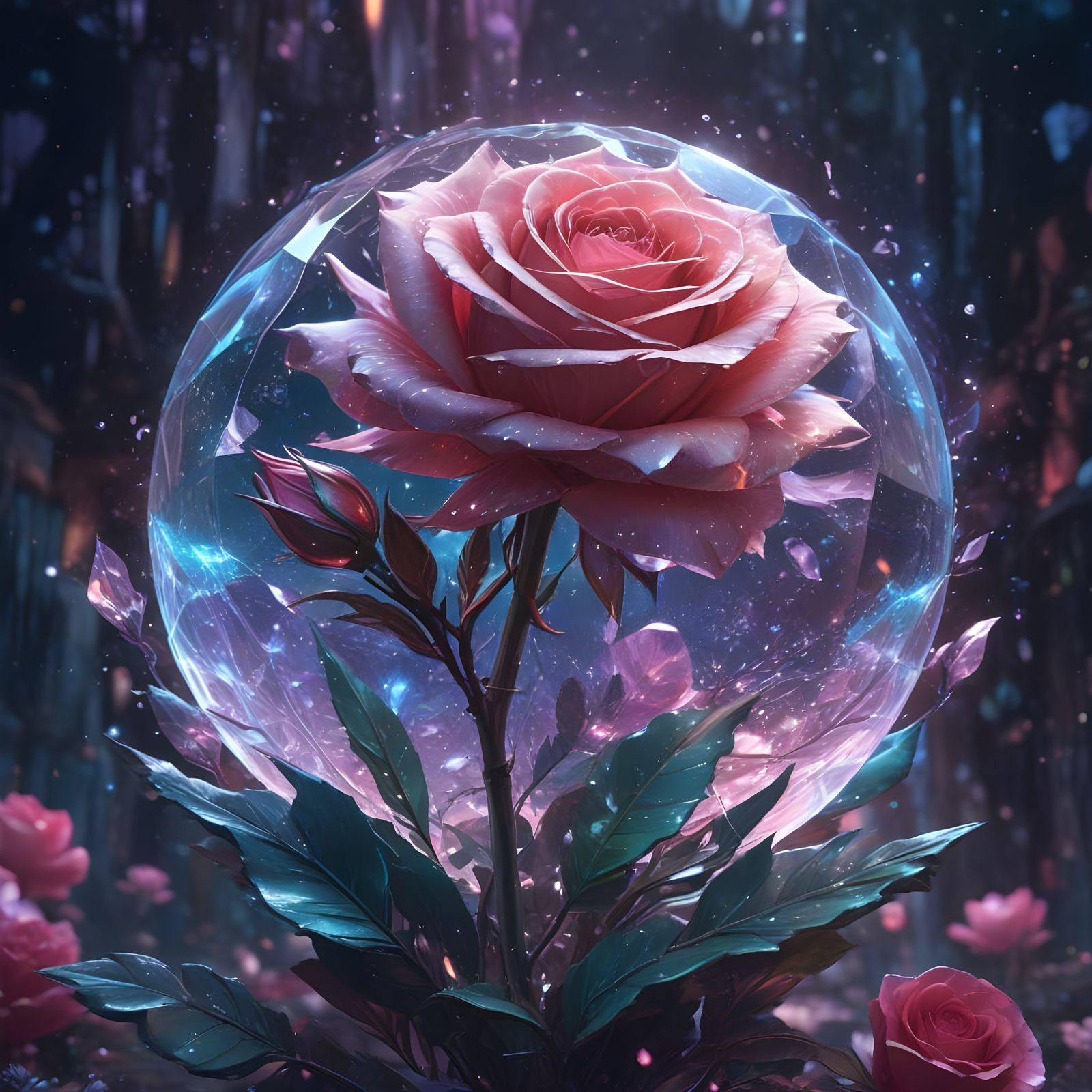 Cosmic Rose in Vibrant Anime Style