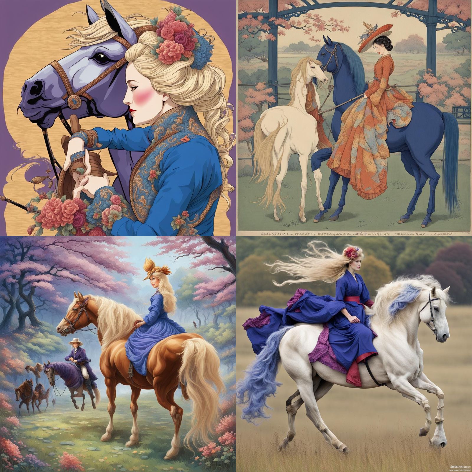 Horse and Rider on Beach in Mystical Style