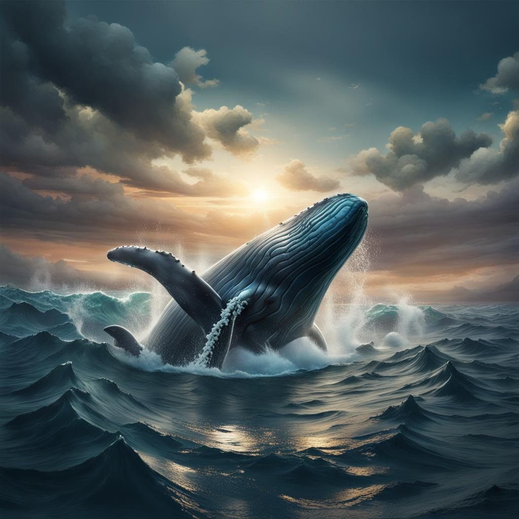 Majestic Whale Glides Through the Ocean