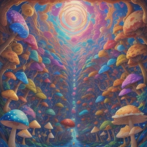Vibrant Anime Mushrooms in a Whimsical Style