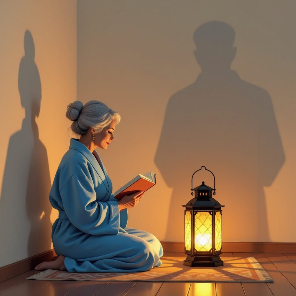 Woman Reading with Shadow, Syd Mead Illustration