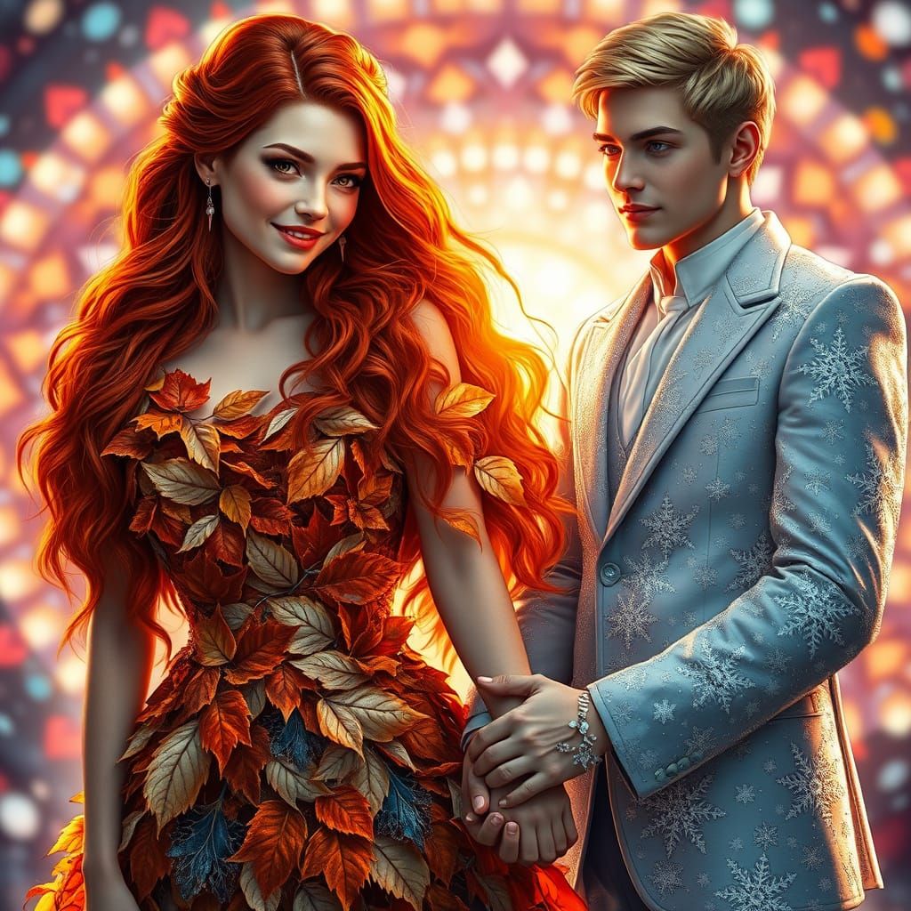 Ethereal Winter Romance with Autumn Goddess