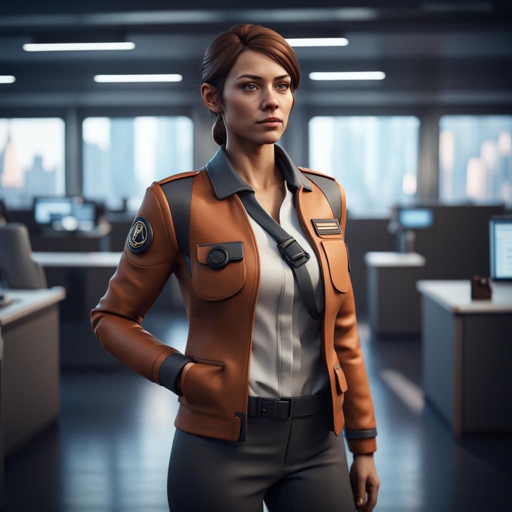 Female Starship Pilot in 3D Game Cinematic Style