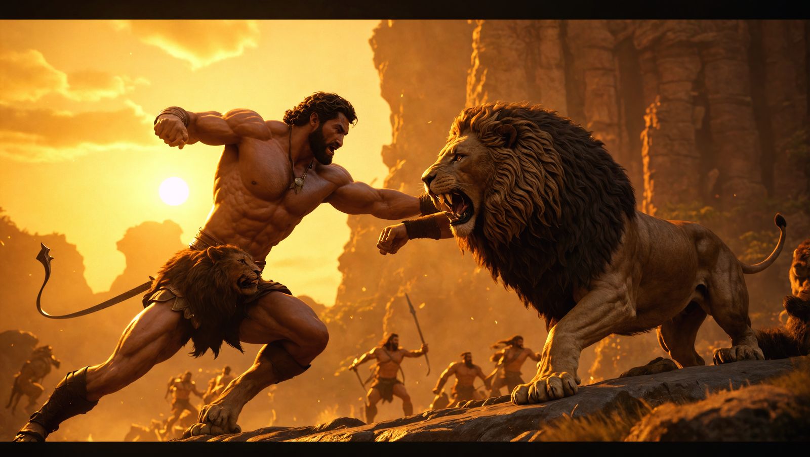 Hercules Battles Nemean Lion: 3D Game Art