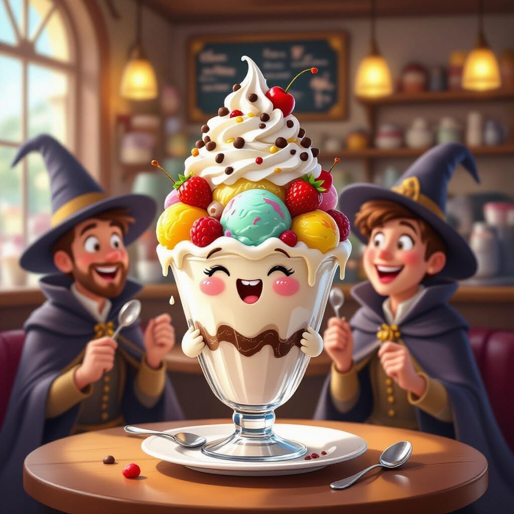 Enchanted Ice Cream Parfait in Magical Cafe