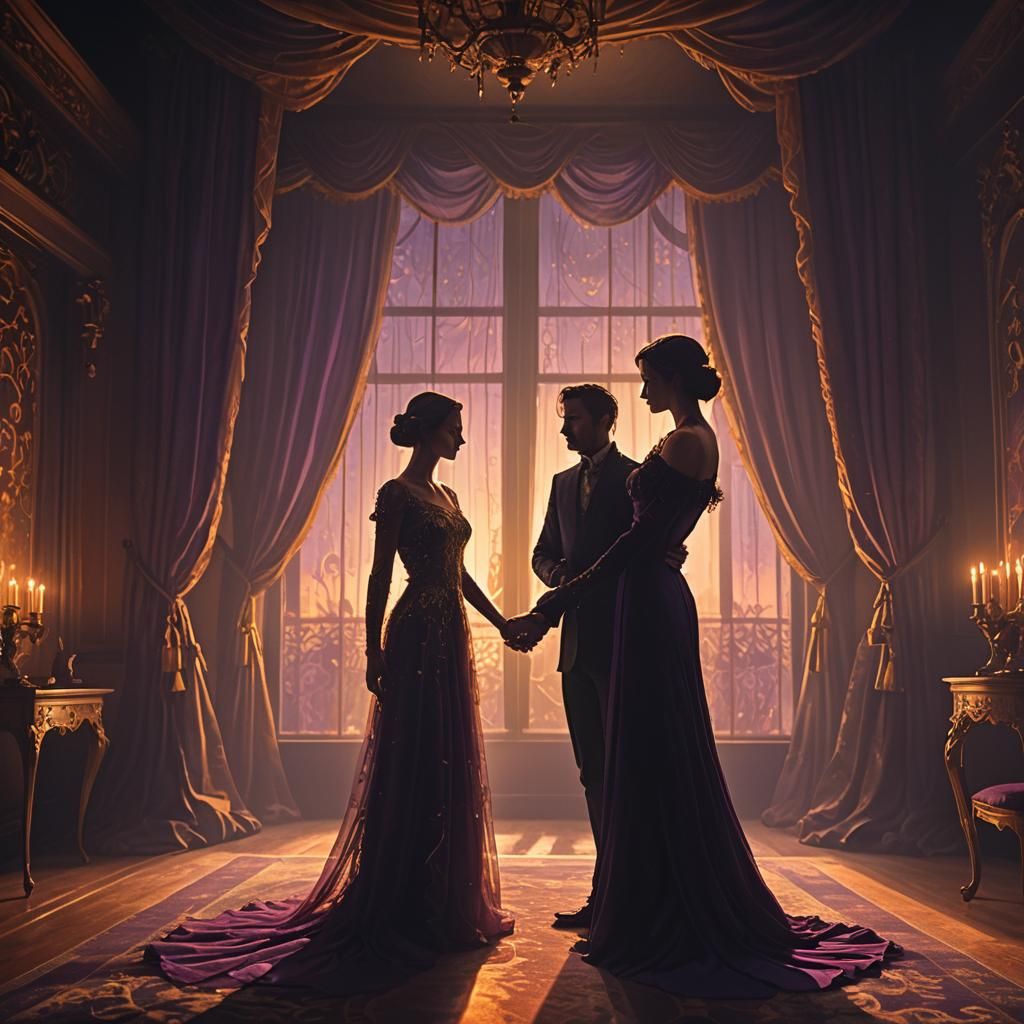 Romantic Silhouettes in Golden Hour: Fantasy Concept Art