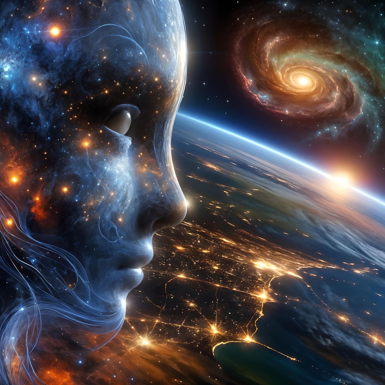 Celestial Entity Watching Earth: Concept Art