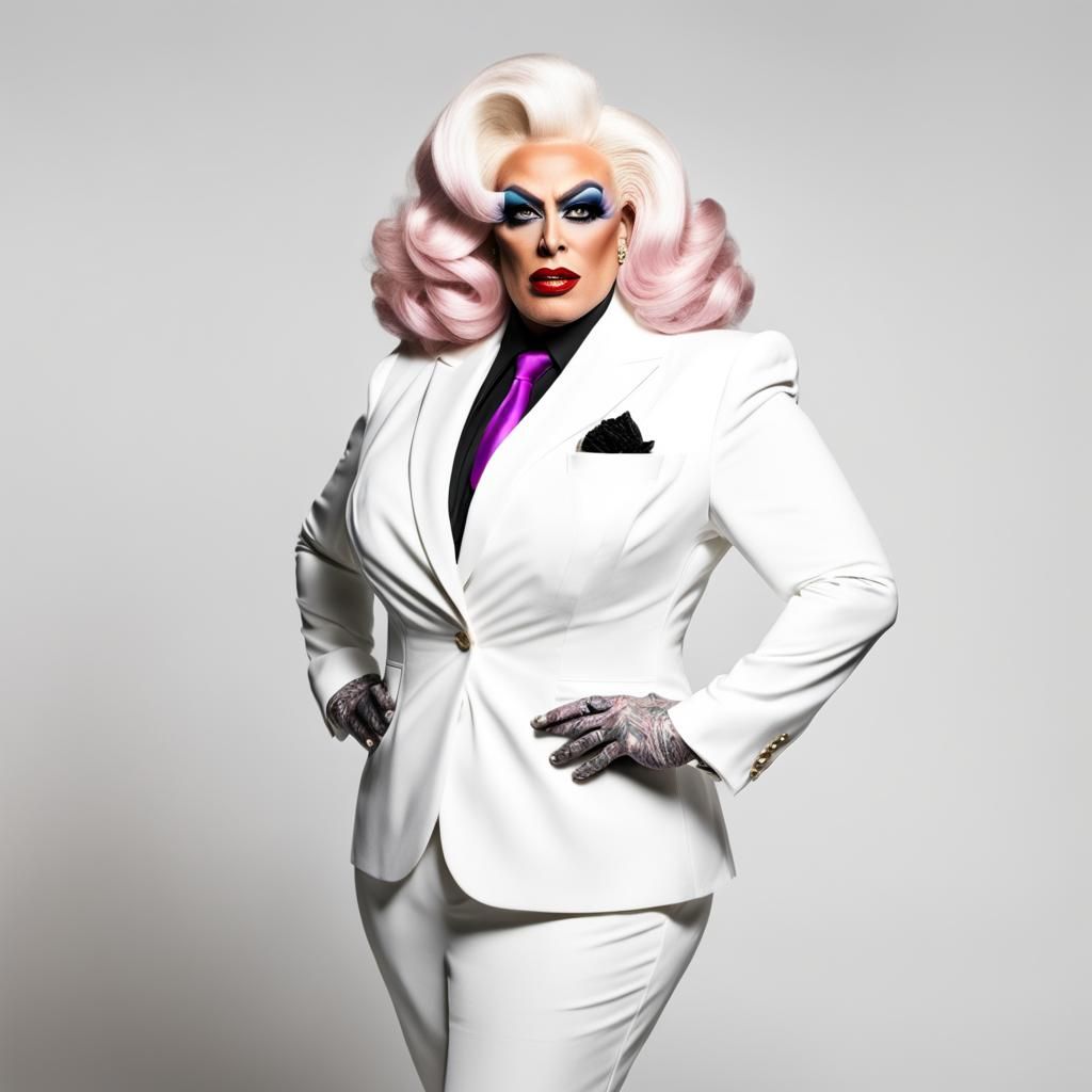 Drag Queen Politician in Suit: AI Generated Image