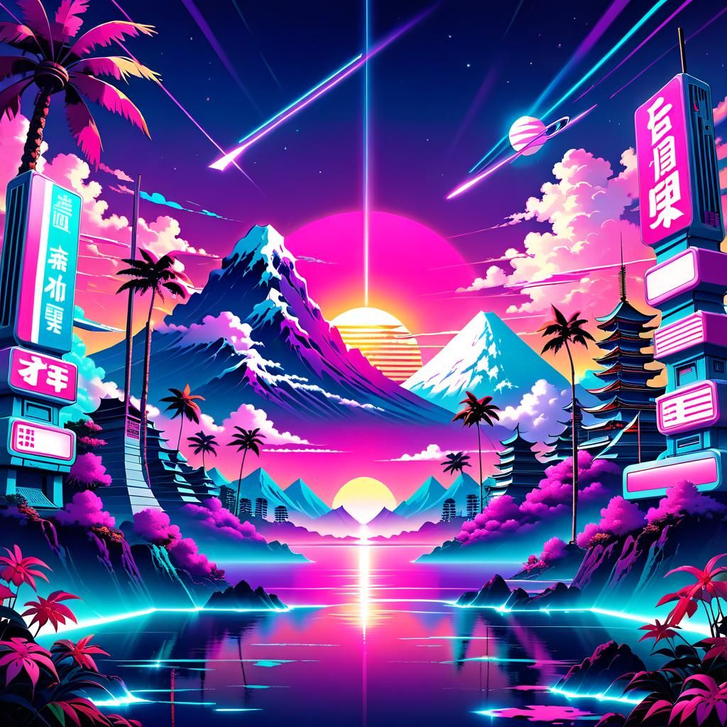 Vaporwave Liminal Space in Retrowave Style