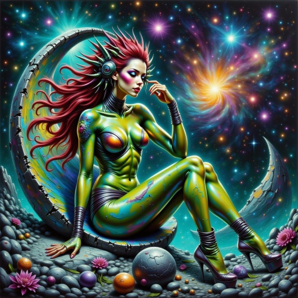 Cosmic Beauty in Neo-Impressionist Style