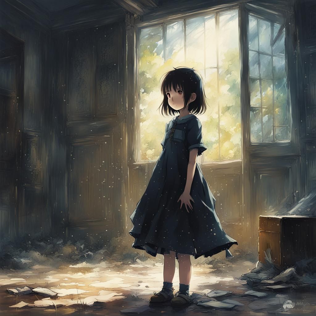 Sad Girl in gothic baby-doll dress