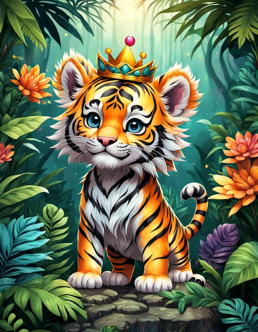 Chibi Tiger Cub Celebrates Birthday: Children's Illustration
