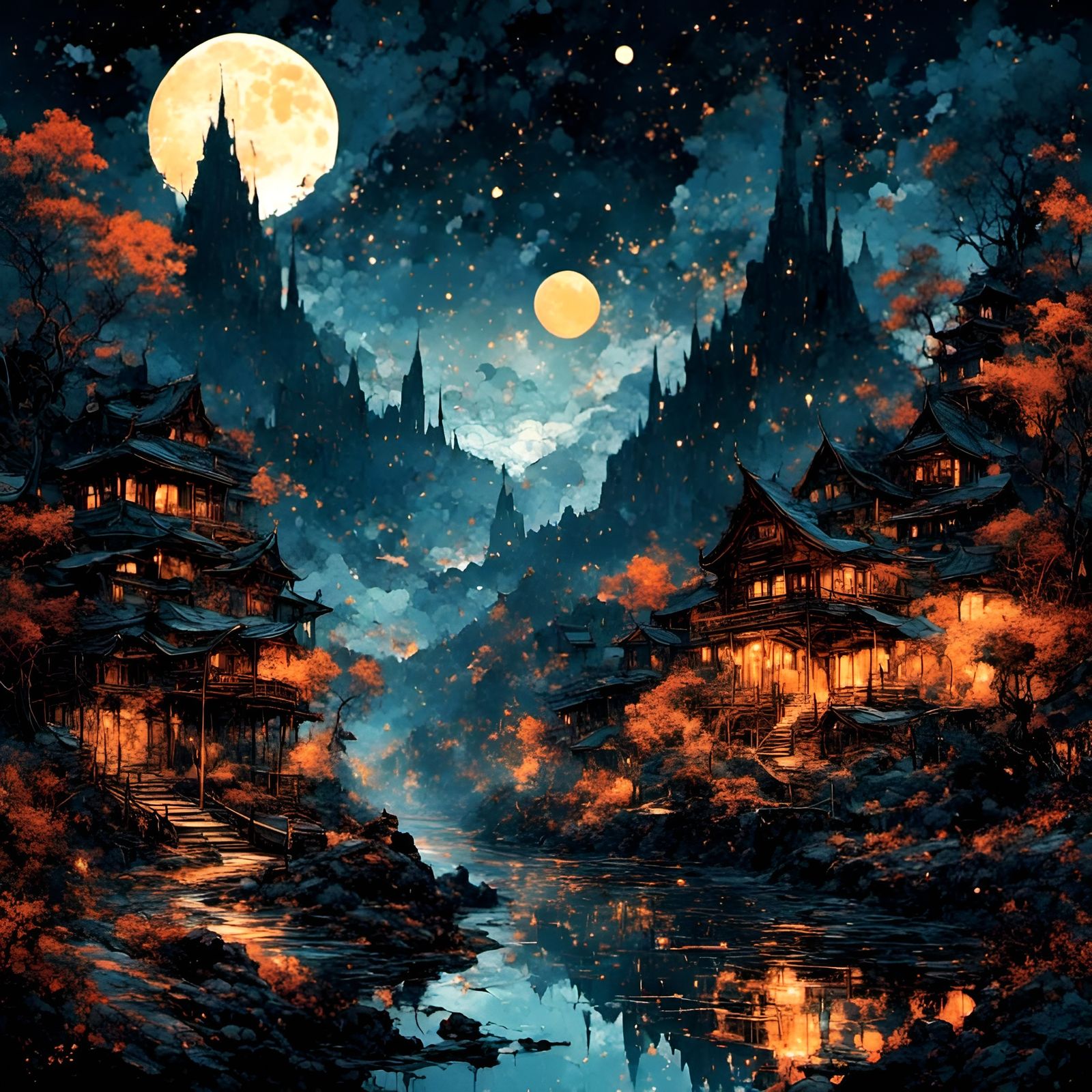 Dramatic Night Landscape in Melancholy Style